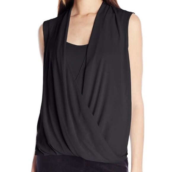 BCBGMAXAZRIA Raychel Sleeveless Drape Front Blouse